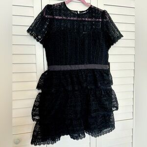 Express Over the Knee Black Lace Dress Size L